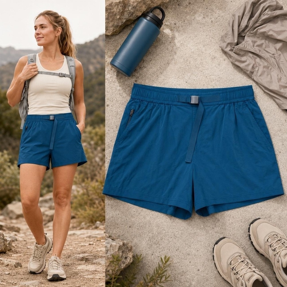 Athleta Highland Utility Shorts XL Coastal Teal‎ Hiking NWT Active Outdoors